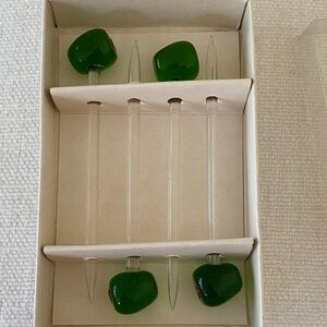Green Glass Cocktail Picks